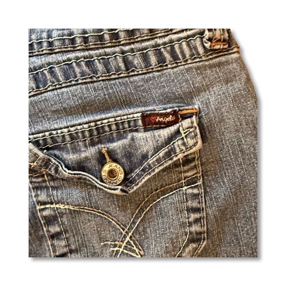 Angels Jeans Womens Size 12P Petite Light Wash Denim Embellished Pockets - Picture 9 of 10